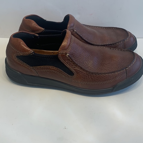 ECCO- Brown Loafers Genuine Leather slip ons - Picture 2 of 8